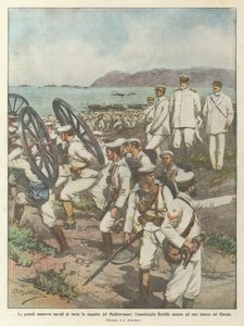 The great naval maneuvers of the entire Mediterranean fleet, Admiral Bettolo attends one by Achille Beltrame