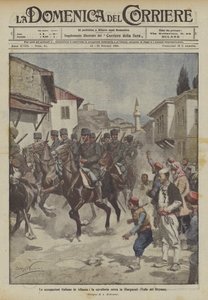 The Italian Occupations in Albania, The Cavalry Enters Giorgucati (Drynos Valley) by Achille Beltrame