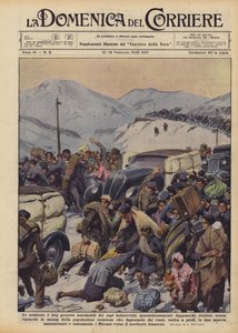 The Sumptuous and Well-Protected Cars of the Bolshevik Leaders, Ignominiously Fleeing by Achille Beltrame