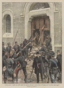 The Last War, Assault with 2000 Soldiers on a Small Seminary and a Church in Brittany by Achille Beltrame