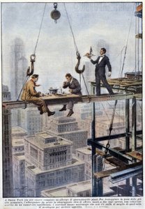 Meal of Two Foremen on the Frame of a Skyscraper in New York by Achille Beltrame