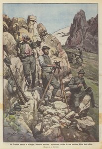 In Trentino, as the Austrian offensive develops, optical signals from a position defended by the alpini by Achille Beltrame
