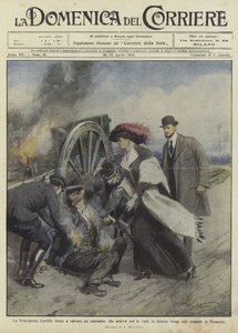 Princess Laetitia saves a farmer on a road in Piedmont by Achille Beltrame