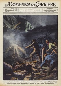 Miraculously unharmed in the night train disaster on the Paris-Ventimiglia line by Achille Beltrame