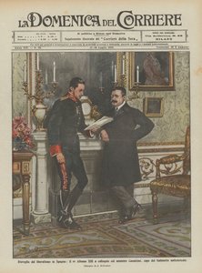 Revival of liberalism in Spain, King Alfonso XIII in conversation with Minister Canalejas by Achille Beltrame