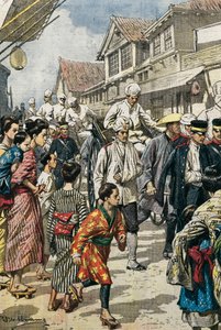 Arrival to Tokyo of the first injured of the battle of Ya-Lu. Picture by Achille Beltrame