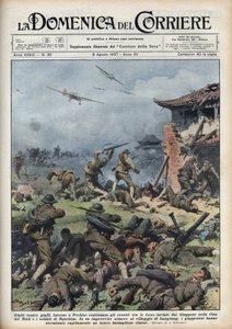 Second Sino-Japanese War (1937-1945): clashes between Japanese and Chinese near Pekin. Illustration by Achille Beltrame from 