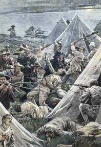 Second Boer War. Attack on the English Camp of Tweefontein (1902). Illustration by Achille Beltrame
