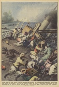 On a Flooded River Near Kolhapur in Western India, a Large Snake Detached from... by Achille Beltrame