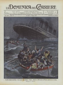 Terrible Maritime Disaster, the Largest Ocean Liner Titanic Sinks with 1600 People by Achille Beltrame
