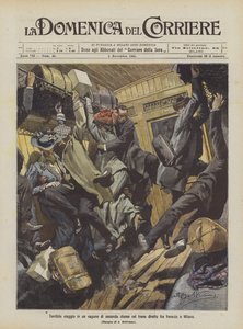 Terrible Journey in a Second-Class Carriage on the Train Between Venice and Milan by Achille Beltrame