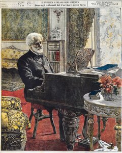 The Italian composer Giuseppe Verdi in his study (plate by Achille Beltrame)