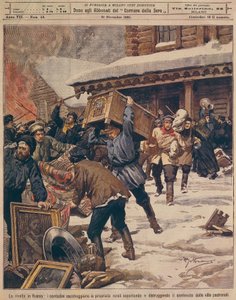 The Russian Revolution: Peasants Plundering Properties of Rural Rich (Illustration) by Achille Beltrame