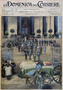 The blessing of the mortal remains of the Duke of Aosta in Turin, after the funeral procession crossed the whole city