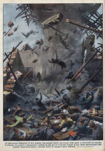 The Tragedy of a School Explosion in New London, Texas, Caused by a Gas Leak on March 18. Illustration of Achille Beltrame in 