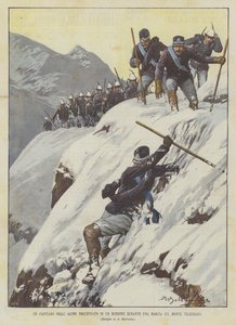 A Captain of the Alpini Falls into a Ravine During a March on Mount Telegraph by Achille Beltrame