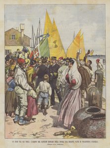 A Hero Among the Humble, The Arrival of Captain Zennaro in His Poor Native Island of Pellestrina (Venice) by Achille Beltrame