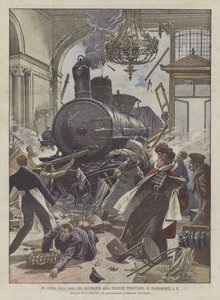 A Train in the Restaurant Hall at the Frankfurt Railway Station by Achille Beltrame