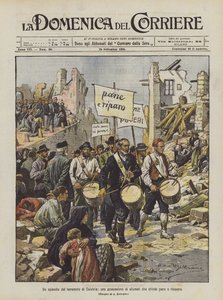 An Episode of the Calabria Earthquake, a Procession of the Hungry Asking for Bread and Shelter by Achille Beltrame