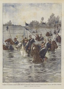 A Platoon of Cavalry in War Gear Crossing the Ticino Near