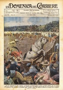An Invincible Bull in an Exciting Bullfight in Mexico by Achille Beltrame