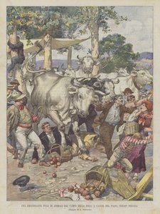 An Exciting Escape of Animals from the Fairground in Castel del Piano, Near Perugia by Achille Beltrame