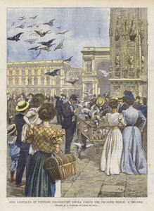 A Release of Homing Pigeons from the Royal Palace Square, in Milan by Achille Beltrame