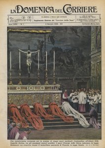 A characteristic ceremony for the appointment of five new cardinals, adoration at the altar by Achille Beltrame