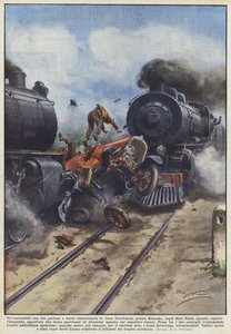 A car with two people on board crossed the railway line near Kenosha by Achille Beltrame