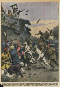 Near Calcutta, Two Hundred Gamblers Surprised by the Police in a Den, Violently Rebelled by Achille Beltrame