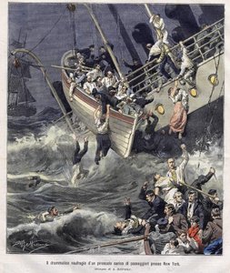Wreck of the Larchmont Boat off New York in February 1907 by Achille Beltrame