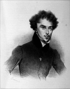 Portrait of Alexandre Dumas, engraving by Deveria