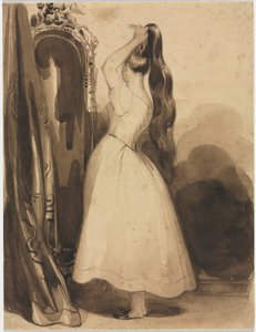 Young Woman Combing Her Hair