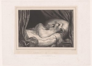 Girl Sleeping on Bed by Achille Devéria