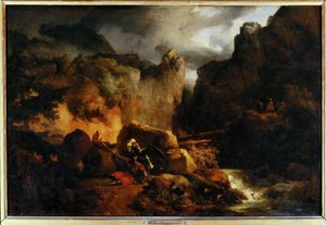 Landscape. Death of Roland in 778 by Achille Etna Michallon