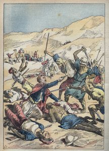 Death of the Marquis of Mores and His Companions Near El-Ouatia in Tunisia in 1896 - Illustration of Achille Lemot in Le-Pelerin of June 1896