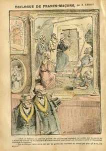 Illustration by Achille Lemot in Le Pelerin, 31/03/07 - Dialogue of Francs-Macons - Art, Antimaconism Freemaking, Religion Faith, Catholic Catholicism - Separation of Church and State, Inventories/Reactions to inventories