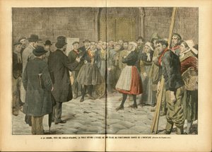 Illustration of Achille Lemot (1846-1909) in Le Pelerin, 04/02/06 - Religion Faith, Crowd, Churches Cathedrals, Catholic Catholicism - Separation of Church and State, Inventories/Reactions to inventories
