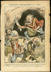 Illustration of Achille Lemot (1846-1909) in Le Pelerin, 07/01/06 - Next stranger - Agriculture, Collectivism, Socialism - Worker, Peasants, Farmers - Ogre/eat/swallow, Animalisation by Achille Lemot
