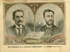 Illustration of Achille Lemot in Le Pelerin - Two Defenders of the Freedom of Education - Teaching, Religion Faith, Catholic Catholicism - Freedom of Education - Ripert Jean-Baptiste, Raiberti Flaminus