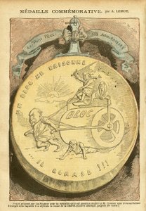 Illustration in Le Pelerin - Commemorative medal - Antimasonry Freemasonry, Affair of the files, Bloc of the left - Combes Emile, Marianne - Casserole