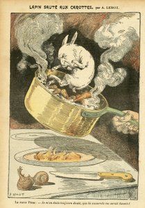 Illustration of Achille Lemot in Le Pelerin - Rabbit Jumte with Carrots by Achille Lemot