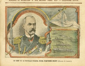 Illustration in Le Pelerin - The leader of the new Russian Far East Squadron - Russia, Army, Navy Sea Seaside, Warships - Admiral Admirals, Rodjestvensky (Zinovi Rozhestvensky)