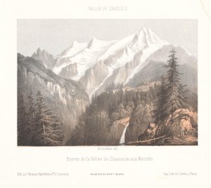 View of Chamonix with the Mer-de-Glace Glacier and the Aiguille du Dru by Ad. Cuvillier
