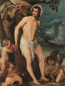 Saint Sebastian Attended by Angels by Adam (circle of) Elsheimer