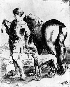 Boy with a Horse and Two Dogs