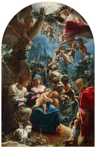 The Holy Family with the Infant John the Baptist and Angels by Adam Elsheimer