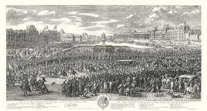 Louis XIV of France and His Guard Crossing the Pont-Neuf in Paris on Their Way to the Palais du Louvre (engraving) by Adam Frans van der Meulen