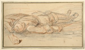 Study for a Warrior Lying on the Battlefield, and an Additional Study of the Left Hand by Adam Frans van der Meulen