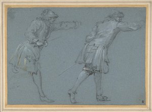 Study of Two Soldiers Swordfighting, 17th century by Adam Frans van der Meulen